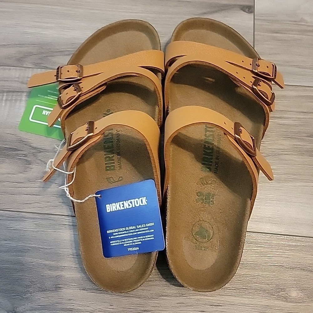Birkenstock Sandals New Franca Pecan Birkibuc Vegan Tan Womens 8 US 39 EU NEW - Picture 4 of 10